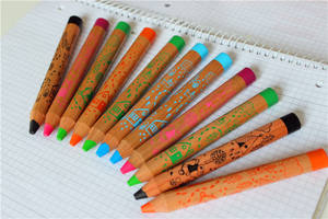 Non toxique jumbo crayons en bois avec feuille <span class=keywords><strong>de</strong></span> transfert à chaud <span class=keywords><strong>de</strong></span> conception d'impression pour bureau et école enfants jumbo-boisé- <span class=keywords><strong>cire</strong></span>-crayons - Product Image 4