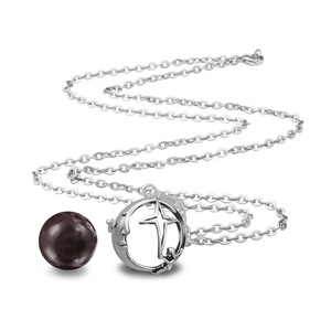 Liontin Sangkar Mutiara Pola Bintang & Bulan Perak Antik Kalung Bola Harmoni Meksiko - Product Image 6