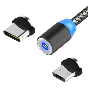 2M 6FT 3 מחבר מיקרו + סוג c USB C מגנטי USB מהיר מטען כבל מאנה 3 IN1 טעינה קו