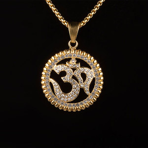 Commercio all'ingrosso 18 K Placcato Oro di Cristallo Ohm <span class=keywords><strong>Om</strong></span> Collana Segno Yoga Cerchio di Fascini Del Pendente - Product Image 3
