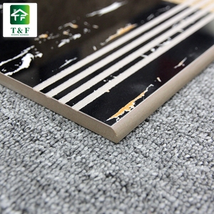 Piastrelle per Scale in Porcellana Effetto Marmo Antiscivolo a Basso Prezzo, Motivo Arabesco Giallo - Product Image 3