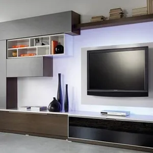 Tv depolama dolabı gri 65 inç düz ekran yüksek tv dolabı