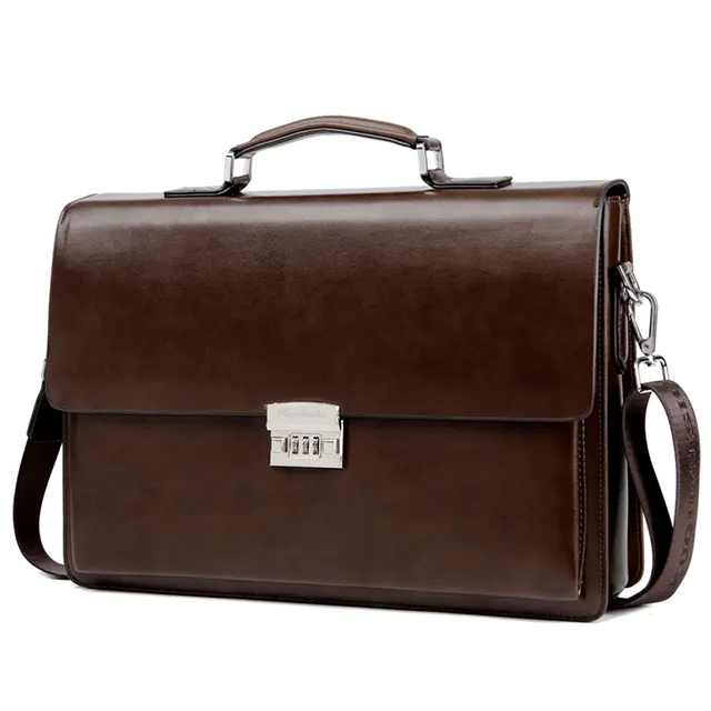 Men's Briefcase Business Tote 14 Inch Computer Bag Password Lock Professional Men's Bag Shoulder Messenger Bag