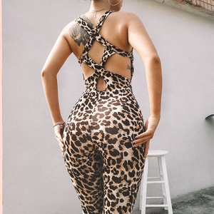One Piece New Design <span class=keywords><strong>X</strong></span> Cruz Leopardo Print Mulher Yoga <span class=keywords><strong>Set</strong></span> Roupas - Product Image 1