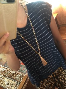 Pietra Naturale di modo Del Leopardo Della Banda perline Annodato Lunga Collana Della Nappa - Product Image 5