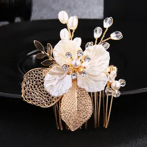 Handmade Bridal Wedding hair comb headpiece Crystal Flower Hair Comb