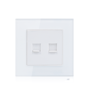 Smartdust Blanc Verre Trempé <span class=keywords><strong>Double</strong></span> RJ11 Téléphone RJ45 LAN <span class=keywords><strong>Prise</strong></span> Ordinateur - Product Image 1