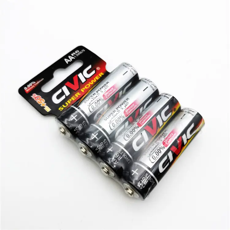 Super puissance Zinc Carbone Batterie R6 AA UM-3 1.5V emballage de carte d'insertion pour jouet
