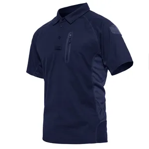 OEM personnalisé extérieur 100% polyester chasse tactique t-shirt polo respirant randonnée avec poches zippées chemises pour hommes