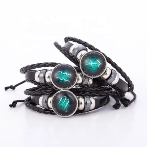 Moyamiya Time Gem Fashion Charm Bracelet Cuerda de cuero trenzada con horóscopo del zodiaco para mujeres y hombres Mercado en línea Producto - Product Image 3