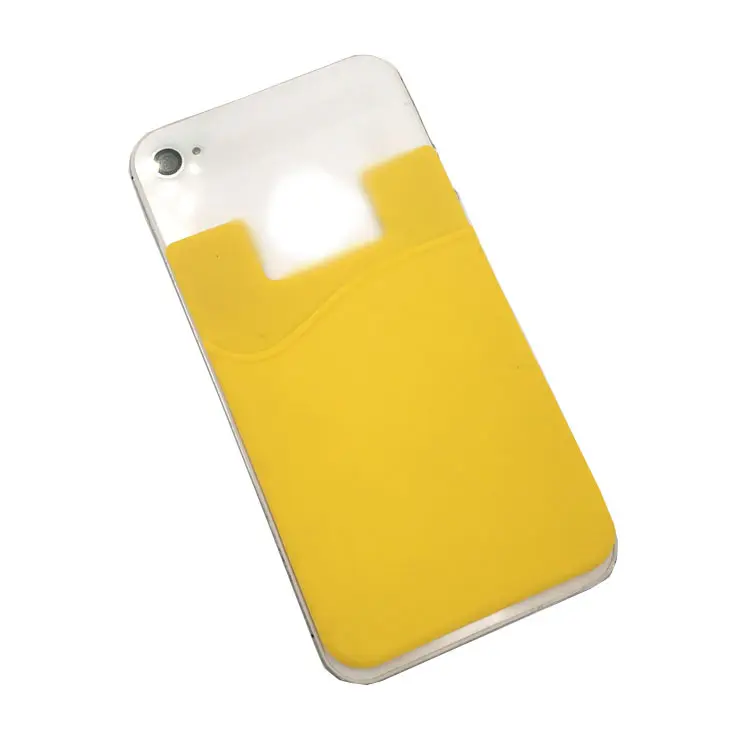 Silicon Wallet Custom Yellow Silicone 3M Glue Adhesive Cell Phone Device Sleeve Single Pocket Wallet