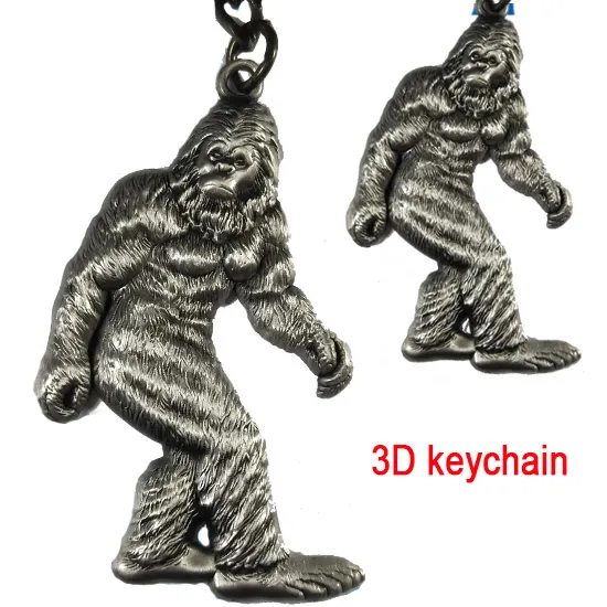 Dierentuin Souvenirs Winkel Hot Sale Cadeau 3d Bigfoot Aap Man Sasquatch Metalen Sleutelhanger
