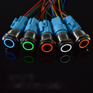 16 мм водонепроницаемый мгновенный фиксация 1NO 1NC металлический кнопочный переключатель кольцо и Светодиодная лампа 9-24 В 12 В 110 В 220 В широкое напряжение - Product Image 2