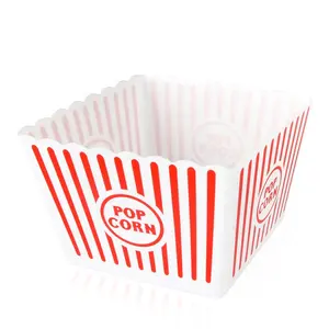 Customized printed Square quality Plastic bucket PopCorn reusable popcorn bucket