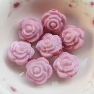 Very Beautiful 16mm Pastel Colorful Acrylic Rose Flower Carved Loose Flower Beads For DIY Jewelry Making