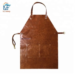 Logotipo personalizado <span class=keywords><strong>de</strong></span> la vaca <span class=keywords><strong>de</strong></span> cuero <span class=keywords><strong>de</strong></span> grano Barista Barber corte delantal - Product Image 2