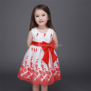 New style of the baby dress 2016 hot selling bow match sleeveless girl dress - Product Image 3
