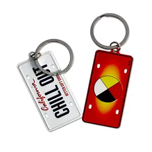 Custom Embossed Design Metal Car Number Plate Keychain Aluminum Key Chain License Plate Keychain for Promotion Gift