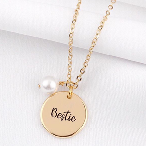 Collana <span class=keywords><strong>in</strong></span> Acciaio Inossidabile Regalo <span class=keywords><strong>Madre</strong></span> Figlia Personalizzata con Moneta Incisa e <span class=keywords><strong>Nome</strong></span> con Perla - Product Image 5