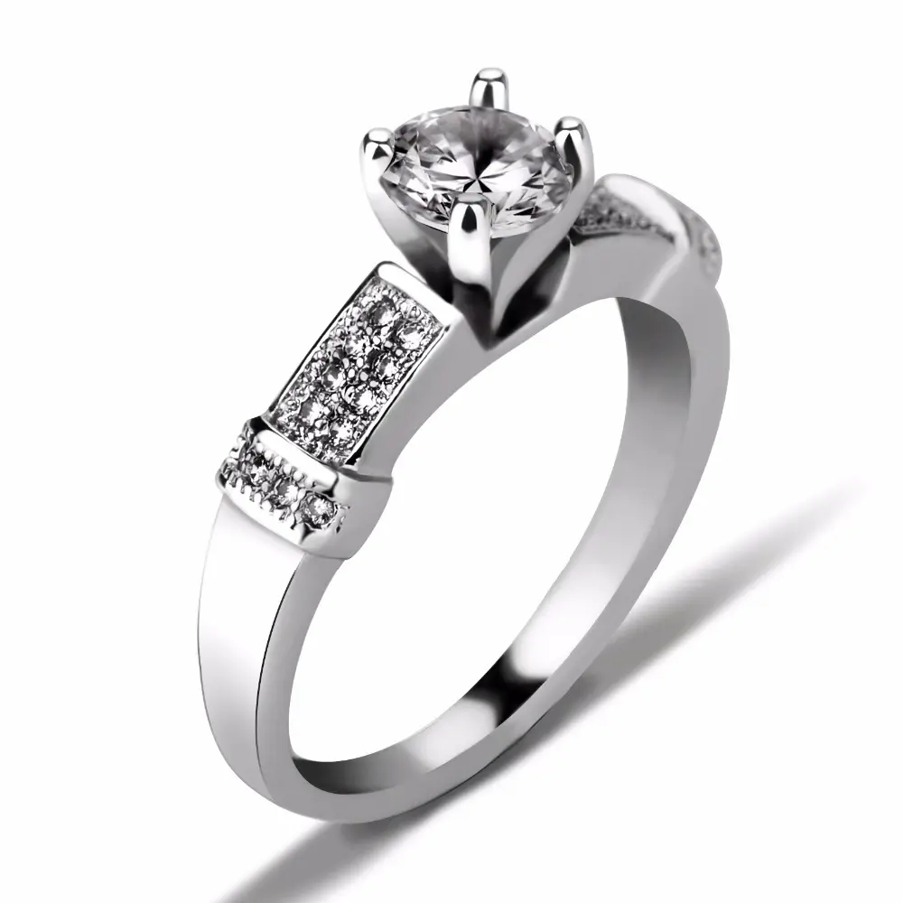 Verloving Bruiloft Nieuwste Ontwerp Cz Dames Ringen 925 Sterling Zilveren Ring Custom Koper Mascotte Zirkoon Igi Eternity Band Ringen