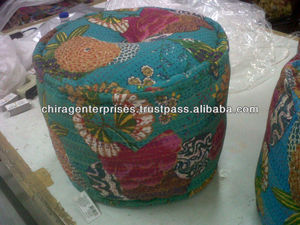 Funda para Puff Decorativa para el Hogar, Funda para Asiento Tipo Puff, Funda para Otomana de Algodón, Funda para Puff con Bordado de Patchwork, Reposapiés, Funda para Puff Hecha a Mano - Product Image 2