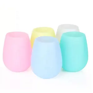 Flexible Collapsible Custom Logo Reusable Silicone Wine Glass Tumbler Cup