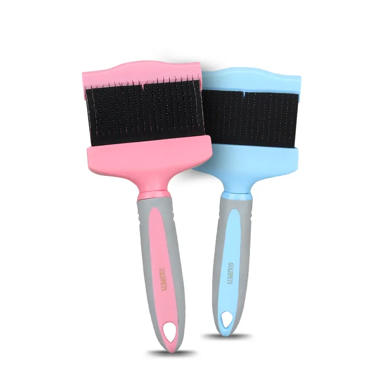 2 Zijdig Goedkope Kleine Plastic Brussel Pet Grooming Borstel Kam Hond Zelfreinigende Slicker Brush Konijn Houder Voor Huisdier