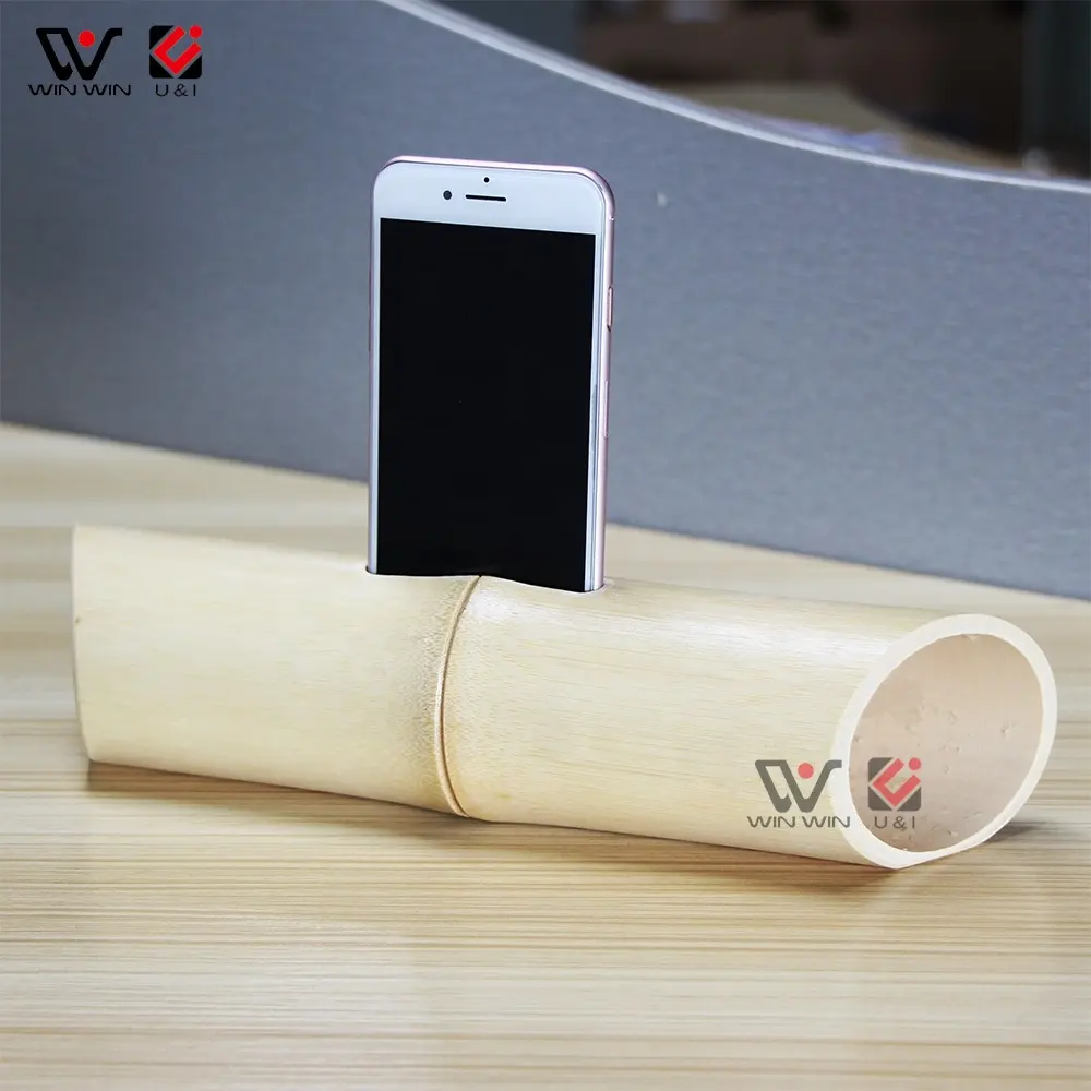 ナチュラルカスタムサイズ木製竹電話ホルダー木製スピーカー