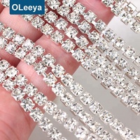 Chaînes de strass colorées SS12 3mm avec base argentée, plus de 25 types de strass AB en cristal pour robe de mariée