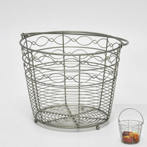 Corbeille à fruits de forme conique en fil métallique moyen avec poignée en fil métallique - Product Image 3