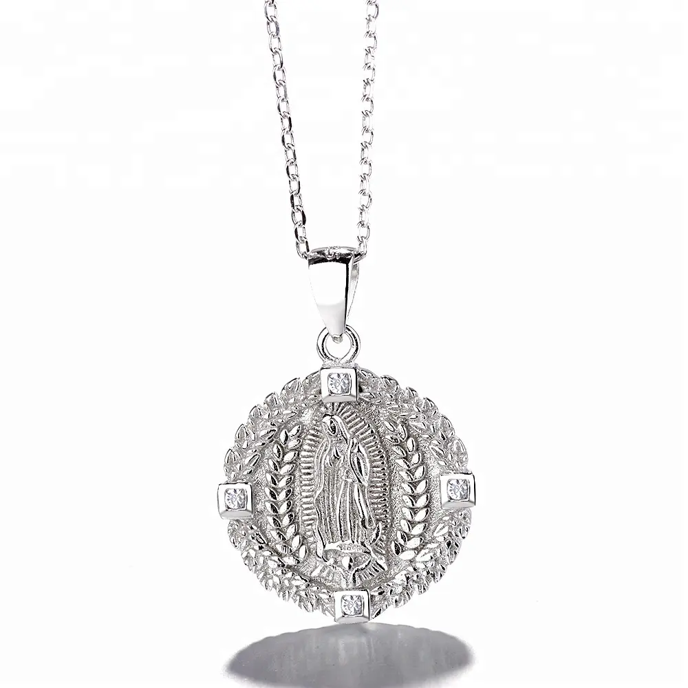 Đồ trang sức mỹ Virgin Mary Charm 925 sterling Silver Lady của guadalupe Mặt dây chuyền vòng cổ cho phụ nữ
