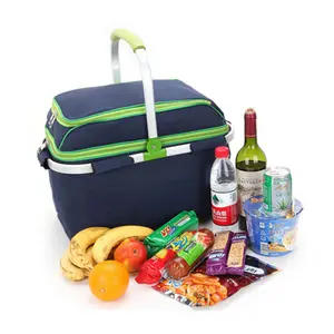 New design summer outdoor picnic basket cool bag waterproof 4 person picnic bag with two compartments