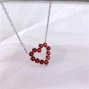 Delicado corazón encantador joyería de piedras preciosas 925 plata esterlina 4mm granate <span class=keywords><strong>rojo</strong></span> Natural COLLAR <span class=keywords><strong>COLGANTE</strong></span> para mujer - Product Image 3