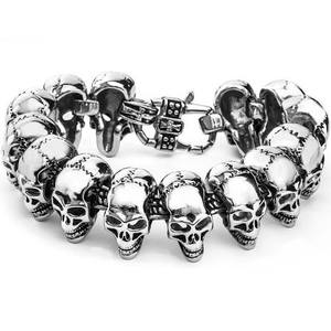Joyería de los hombres crisol Acero inoxidable mueca del cráneo pulsera del acoplamiento - Product Image 1