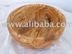 Bol à salade Intercraft SBT20 en bois d'olivier naturel écologique, 20 cm de diamètre, artisanal, vaisselle jetable, emballage carton - Product Image 2