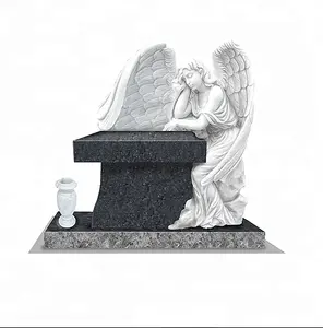 Personalizado tallado Ángel en mármol blanco Pedestal Banco granito Sub-Base mármol blanco florero azul perla granito banco