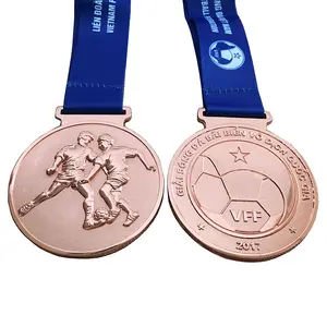 Medalla de fútbol deportiva Cooper de aleación de Zinc, medallas de fútbol de Metal personalizadas