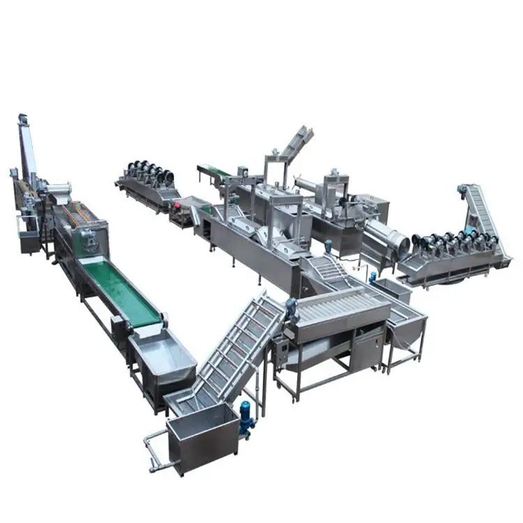 200kg/500kg/1000kg Fully Automatic potato chips Making Machine Frozen French Fries Production Line