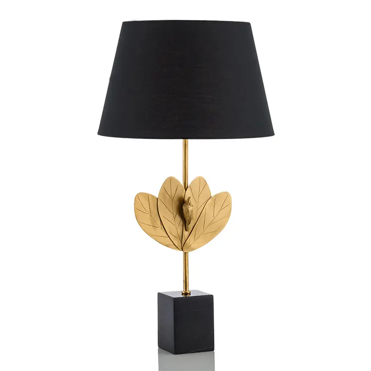Пользовательская мебель Дубай Зонт абажур золотой лист Настольная лампа с черной мраморной основой настольная лампа для дома прикроватный декоративный