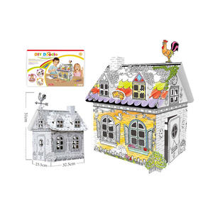 Karton oyun evi boyama evi DIY boyama oyuncak çocuk çizim oyuncaklar Boys kızlar için - Product Image 1