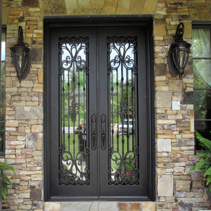 Cửa Bên Ngoài Với Sidelights Wrought Sắt An Ninh Cửa Màn Hình Cửa - Product Image 2
