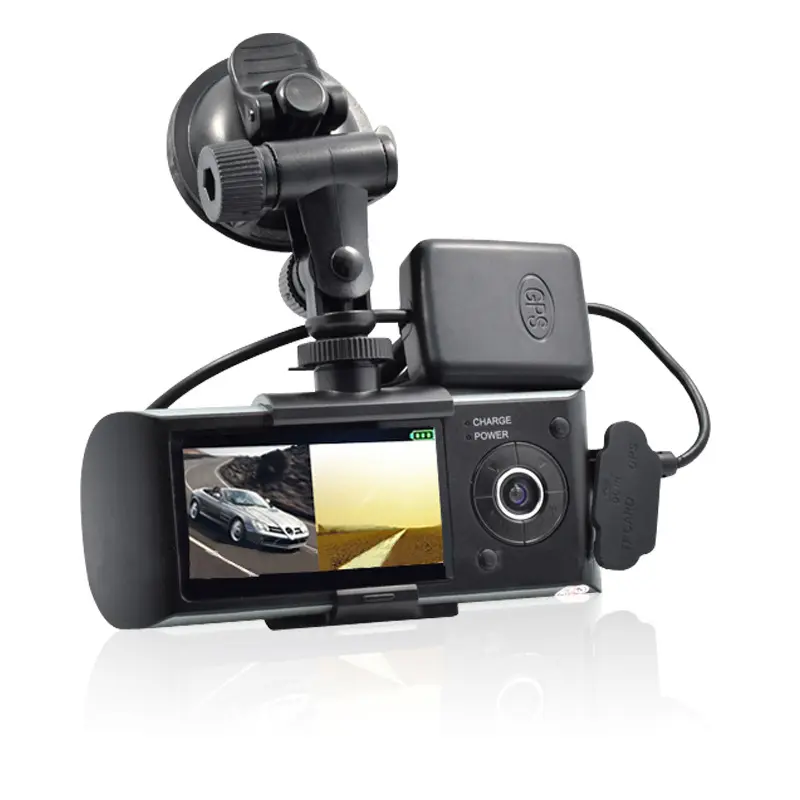 X3000 المزدوج كاميرا سيارة ثنائية العدسة مع نظام تحديد المواقع الرقمية مسجل فيديو كامل hd 1080p كاميرا سيارة يدوية