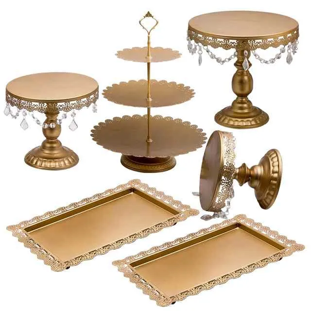 Toptan ucuz düğün süslemeleri 3 katlı küçük Cupcake tutucu altın karton kek standı