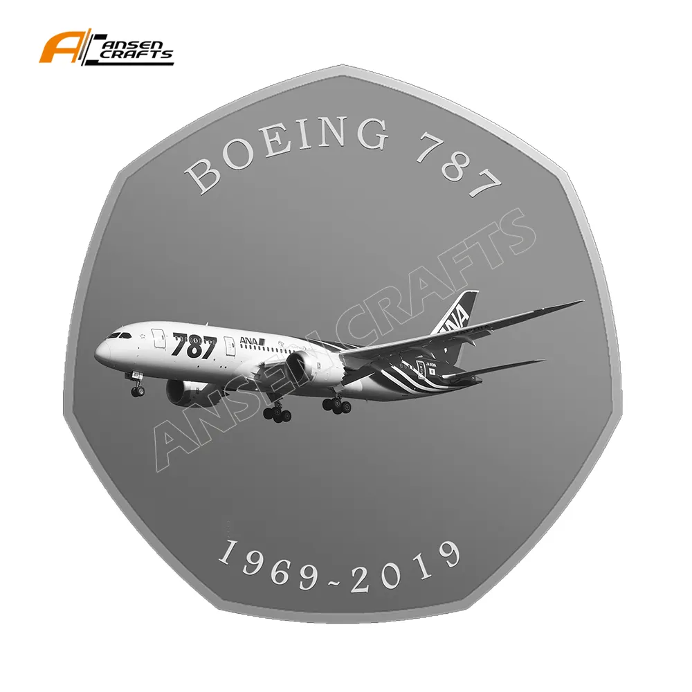 Rare Material Titanium Tantalum Niobium Coin UK Boeing Planes Commemorative 50P Silver Coins with Gift Boxes