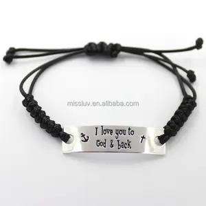 Custom gravierten metall armband sagen worte armbänder I Love You inspiriert worte gestempelt metall tag armband für paar