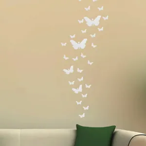 Autocollants muraux décoratifs 3D en forme de papillon pour chambre à coucher, miroir acrylique