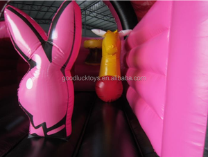 Juegos gonfia EN14960 solo adulti castello di salto commerciale/ponticelli gonfiabili della casa di rimbalzo/buttafuori gonfiabili di colore rosa - Product Image 3