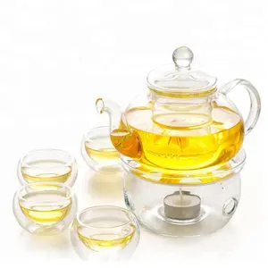 Chinese funky clear glass teapot set with infuser for sale