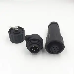 IP67 socket 6 6 + PE hitam shell sekrup nut wanita male plug soket 7pin solder weipu industrial conector