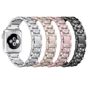 Tschick Dây Đeo Lấp Lánh Cho Apple Watch 42Mm 44Mm 38Mm 40Mm, Dây Đeo Cổ Tay Thay Thế Kim Cương Giả Kim Loại Cho Iwatch Series 4 3 2 1